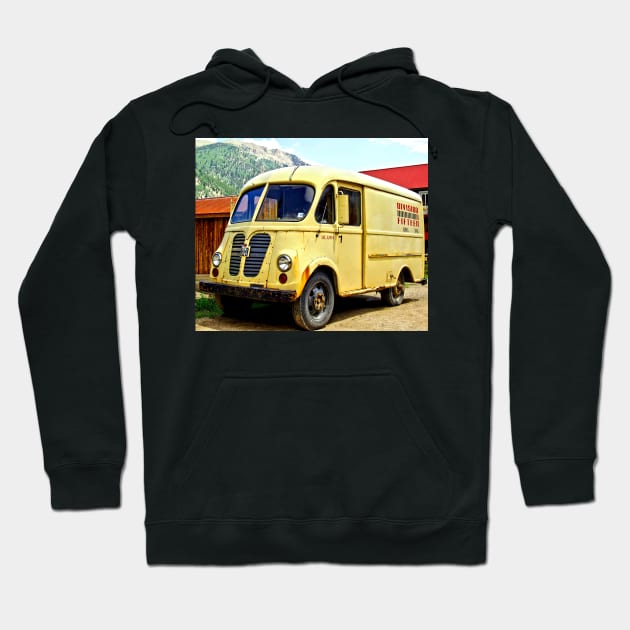 Old Yellow Vintage Delivery Van Hoodie by Scubagirlamy